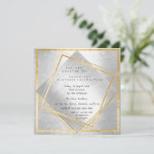ミニマルシルバージオメトリ金ゴールドスクエアバースデーパーティー 招待状 (スタンド正面)