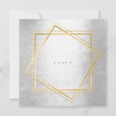 ミニマルシルバージオメトリ金ゴールドスクエアバースデーパーティー 招待状 (裏面)