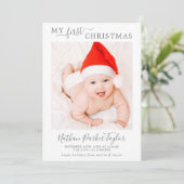 ミニマルシルバーマイ初めてのクリスマスベビー誕生写真 シーズンカード (スタンド正面)