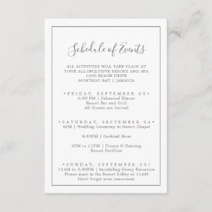 ミニマルシルバー結婚の週末のイベント日程 エンクロージャーカード