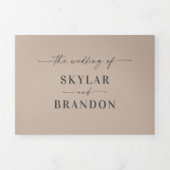 ミニマルシンプルはっきりしたTaupe Beigeの名結婚前 三つ折り招待状 (カバー)