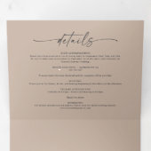 ミニマルシンプルはっきりしたTaupe Beigeの名結婚前 三つ折り招待状 (内部最初)