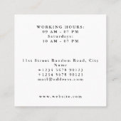 ミニマルシンプルエレガンスブラックボード理容師ショップ スクエア名刺 (裏面)