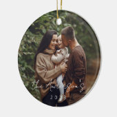 ミニマルシンプルエレガントクリスマス家族の写真 セラミックオーナメント (左)