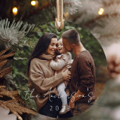 ミニマルシンプルエレガントクリスマス家族の写真 セラミックオーナメント