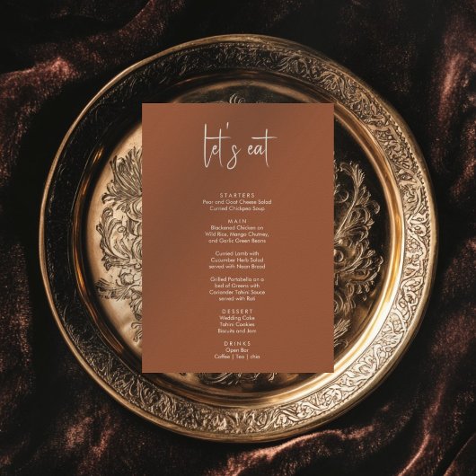 ミニマルシンプルエレガントモダン結婚のメニュー メニュー