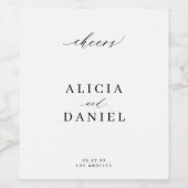 ミニマルシンプルエレガント白黒結婚応援 ワインラベル (シングルラベル)