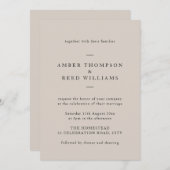 ミニマルシンプルエレガント結婚文字のみ 招待状 (正面/裏面)