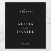 ミニマルシンプルエレガント黒結婚応援 ワインラベル (シングルラベル)