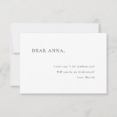 ミニマルシンプルエレガントBridesmaid提案 招待状 (正面)