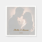 ミニマルシンプルオーバーレイ写真ロマン結婚ツ スタンダードカクテルナプキン (正面)