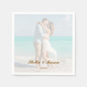 ミニマルシンプルオーバーレイ写真ロマン結婚ツ スタンダードカクテルナプキン (正面)