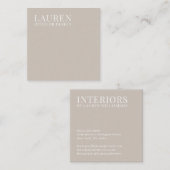 ミニマルシンプルクリームエレガントインテリア設計者 スクエア名刺 (正面/裏面)