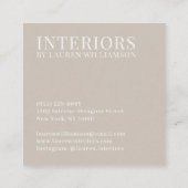 ミニマルシンプルクリームエレガントインテリア設計者 スクエア名刺 (裏面)