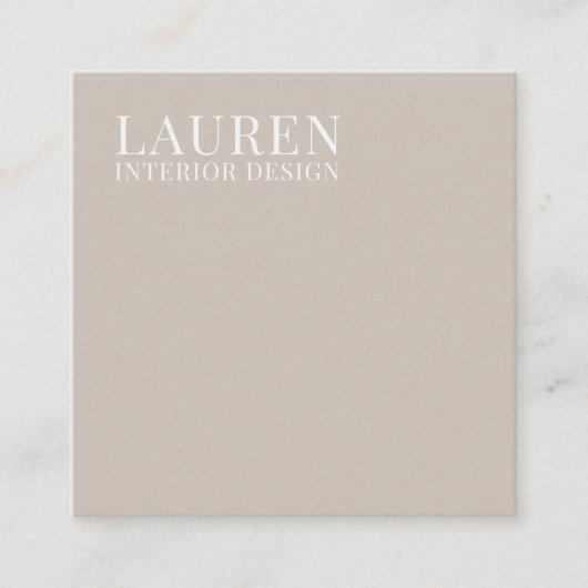 ミニマルシンプルクリームエレガントインテリア設計者 スクエア名刺 (正面)
