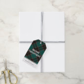 ミニマルシンプルグリーンバッファロープレイドメリークリスマス ギフトタグ (より糸付き)