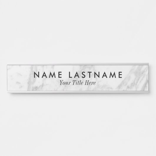 ミニマルシンプルスお洒落GRAYホワイトマーブルカスタム サインプレート (正面)