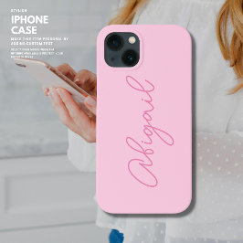 ミニマルシンプルスかわいらしピンクスクリプトモノグラム iPhone 13ケース