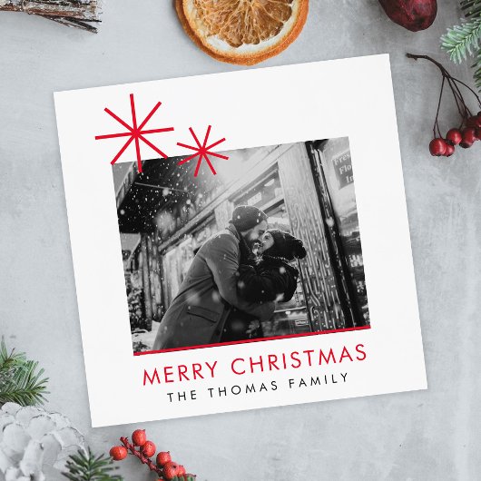 ミニマルシンプルスのクリスマス赤写真 スタンダードカクテルナプキン