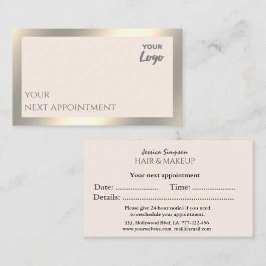 ミニマルシンプルスのプレーンカスタムロゴ金ゴールド箔 予約カード (正面/裏面)