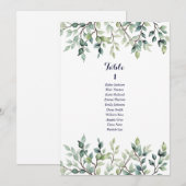 ミニマルシンプルスの結婚リーフの座席表カード 招待状 (正面/裏面)