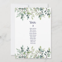 ミニマルシンプルスの結婚リーフの座席表カード