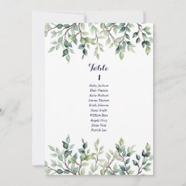 ミニマルシンプルスの結婚リーフの座席表カード 招待状
