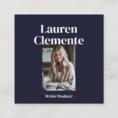 ミニマルシンプルスの鮮明なエレガント写真濃い海軍 スクエア名刺 (正面)