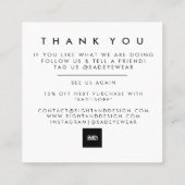 ミニマルシンプルスはっきりしたサンキューカード スクエア名刺 (裏面)