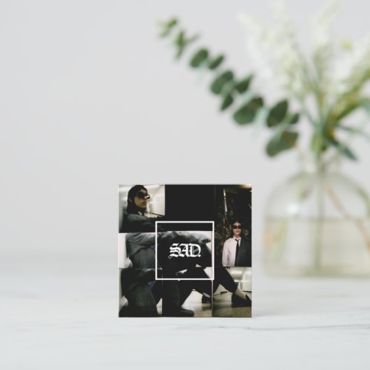 ミニマルシンプルスはっきりしたサンキューカード スクエア名刺 (スタンド正面)