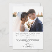 ミニマルシンプルスエレガントのスクリプ結婚ト2 サンキューカード (裏面)