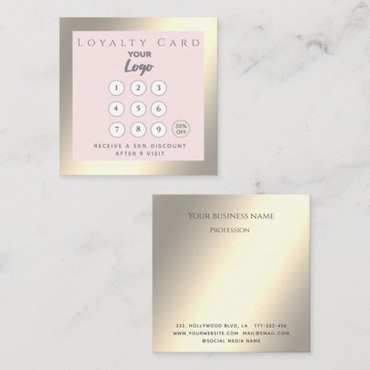 ミニマルシンプルスエレガントの高級カスタムロゴ ロイヤリティカード (正面/裏面)