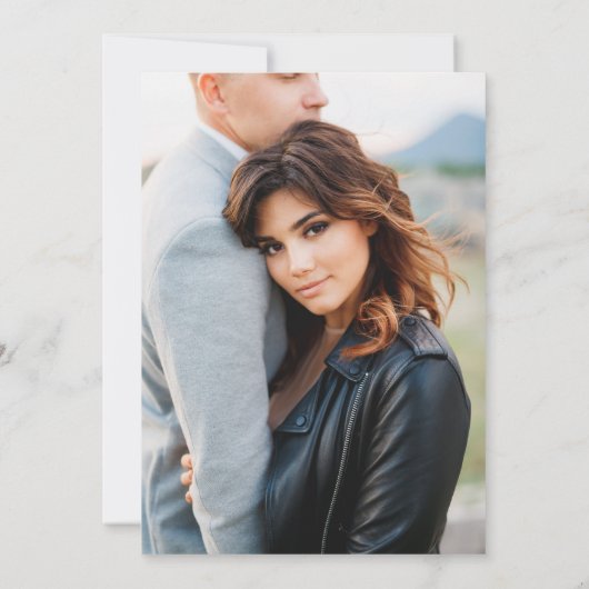 ミニマルシンプルスエレガントネイビー青結婚写真 招待状 (裏面)