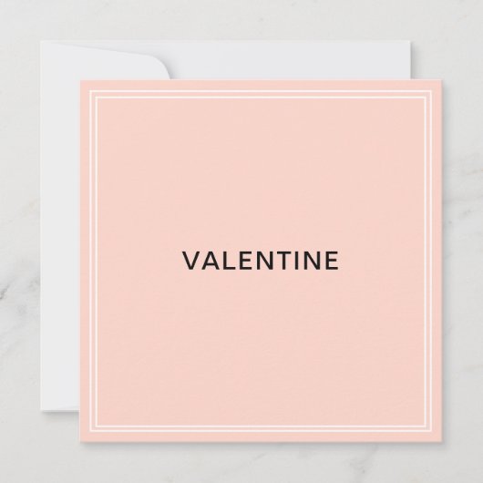 ミニマルシンプルスエレガントピンクバレンタインデー カード (正面)