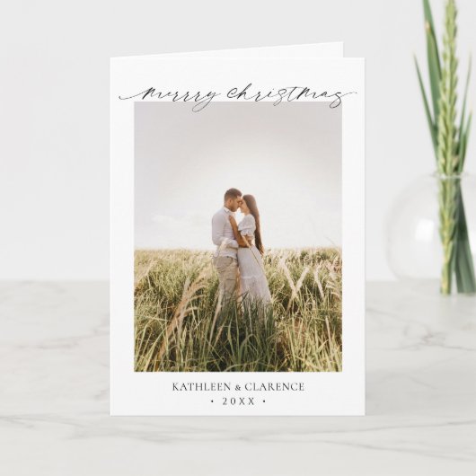 ミニマルシンプルスエレガントフォトクラシッククリスマス シーズンカード (正面)