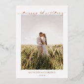 ミニマルシンプルスエレガントフォトクラシッククリスマス 箔シーズンカード (正面)