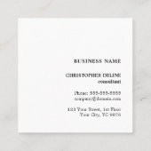 ミニマルシンプルスエレガントホワイトブラックモノグラム スクエア名刺 (裏面)