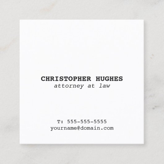 ミニマルシンプルスエレガント弁護士 スクエア名刺 (正面)