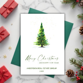 ミニマルシンプルスエレガント・ツリー・クリスマス会社 シーズンカード