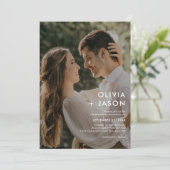 ミニマルシンプルスコンテンポラリーの写真結婚の数 招待状 (スタンド正面)