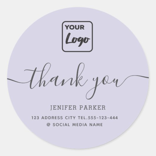 ミニマルシンプルススカスタムスクリプト感謝していのロゴCL ラウンドシール (正面)