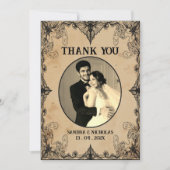 ミニマルシンプルススクリプトヴィンテージホラーゴシック サンキューカード (正面)