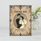 ミニマルシンプルススクリプトヴィンテージホラーゴシック サンキューカード (スタンド正面)