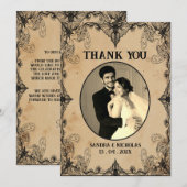 ミニマルシンプルススクリプトヴィンテージホラーゴシック サンキューカード (正面/裏面)