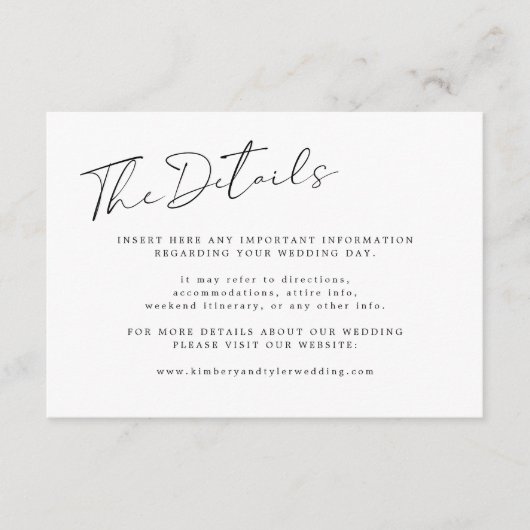 ミニマルシンプルスス結婚クリプトのゲスト詳細 エンクロージャーカード (正面)