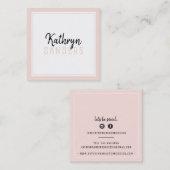 ミニマルシンプルスタイリッシュ縁ど赤面ピンク スクエア名刺 (正面/裏面)