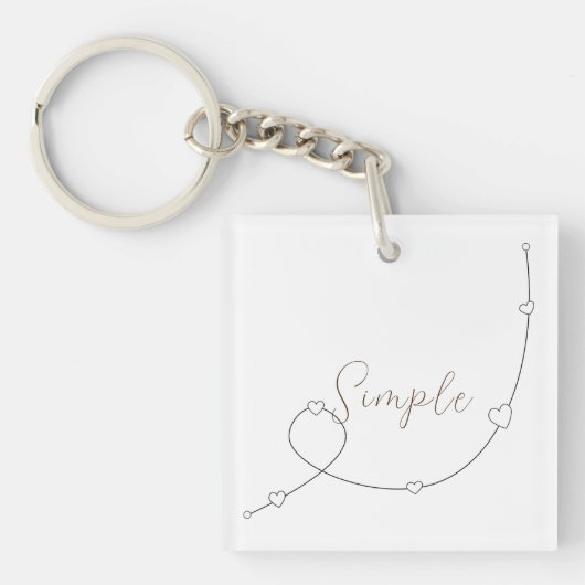 ミニマルシンプルスタイルのハートを持つイラストレーション キーホルダー (正面)