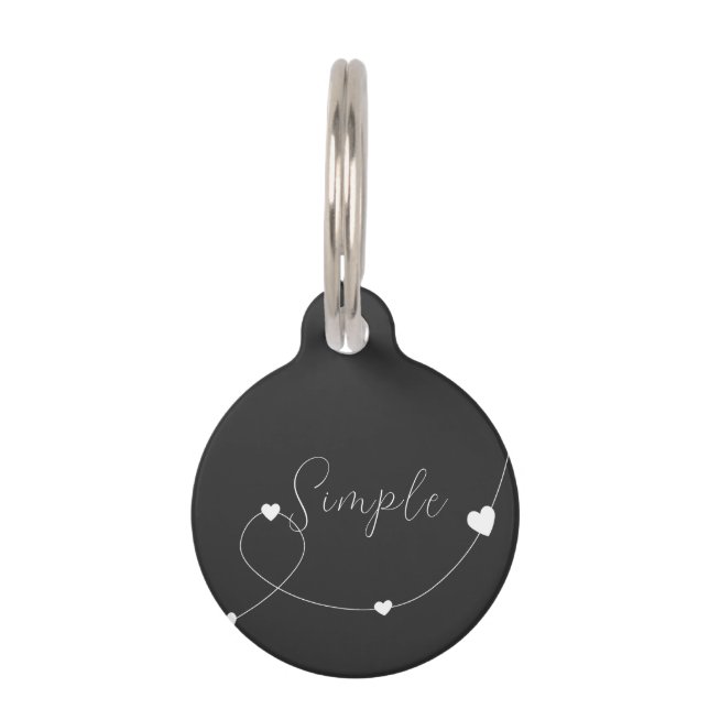 ミニマルシンプルスタイルのハートを持つイラストレーション ペット　ネームタグ (正面)