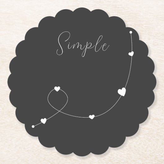 ミニマルシンプルスタイルのハートを持つイラストレーション ペーパーコースター (正面)