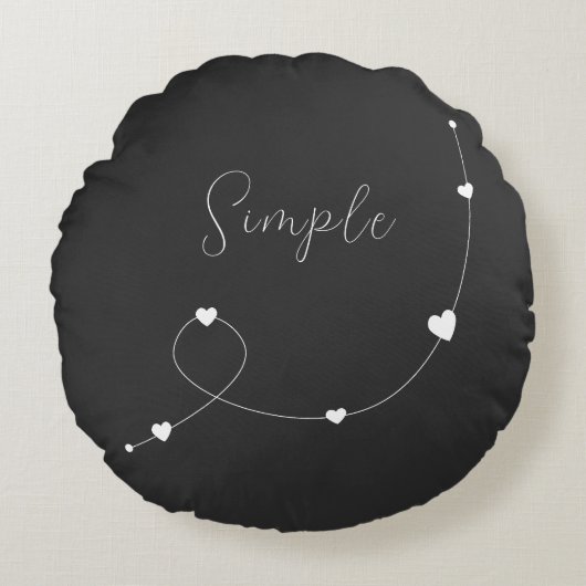 ミニマルシンプルスタイルのハートを持つイラストレーション ラウンドクッション (正面)